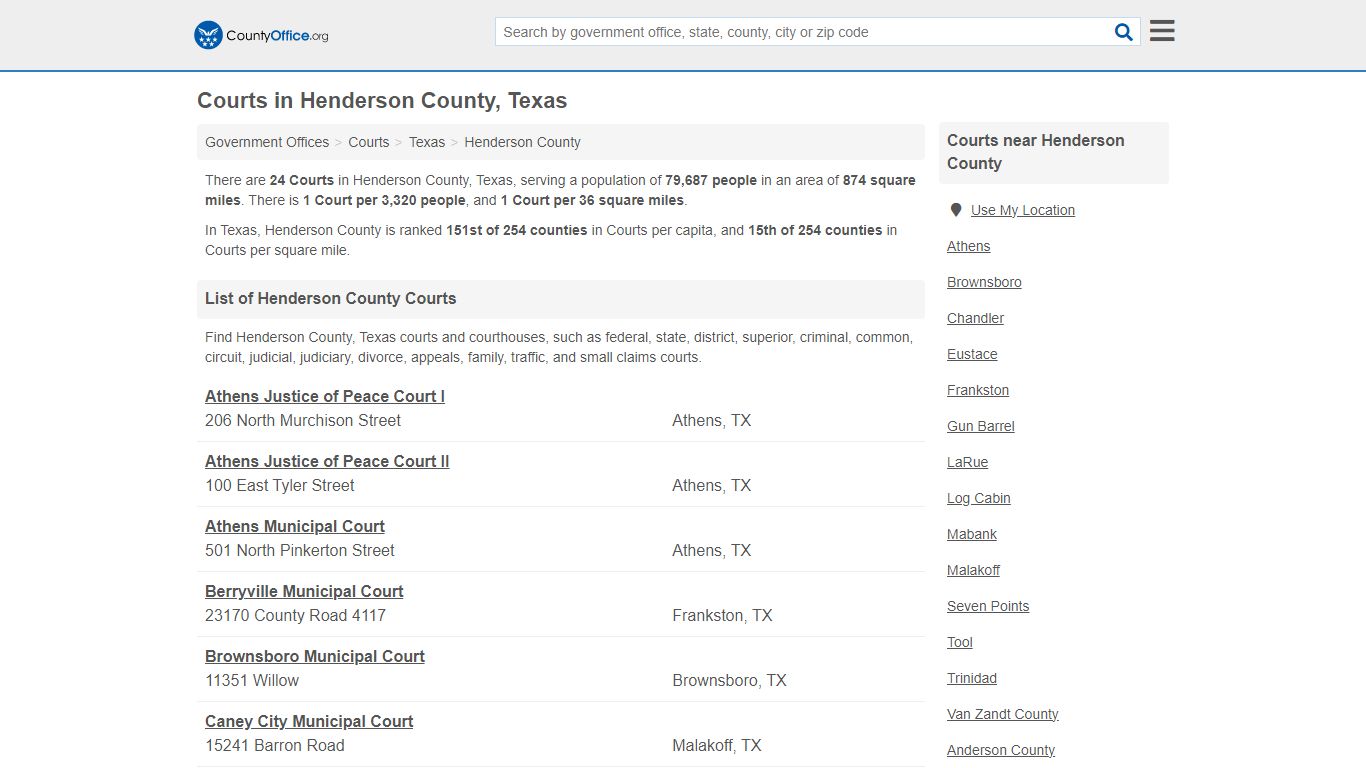 Courts - Henderson County, TX (Court Records & Calendars)